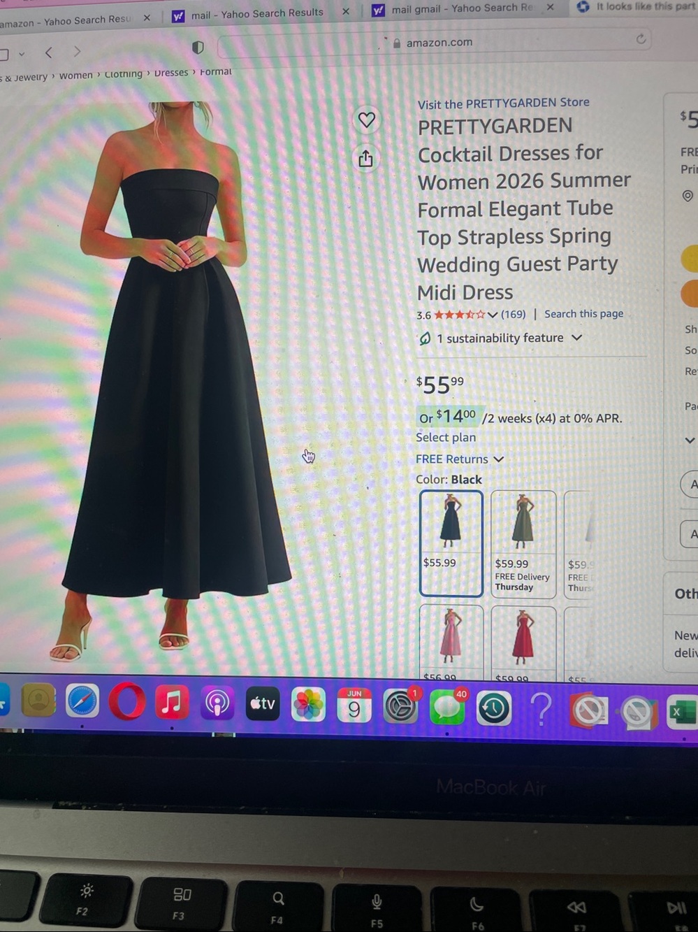 Strapless Black Midi Dress